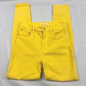 7 For All Mankind Womens 27 Bright Yellow Mid- Rise (10") Jeans Chic‎ Trendy